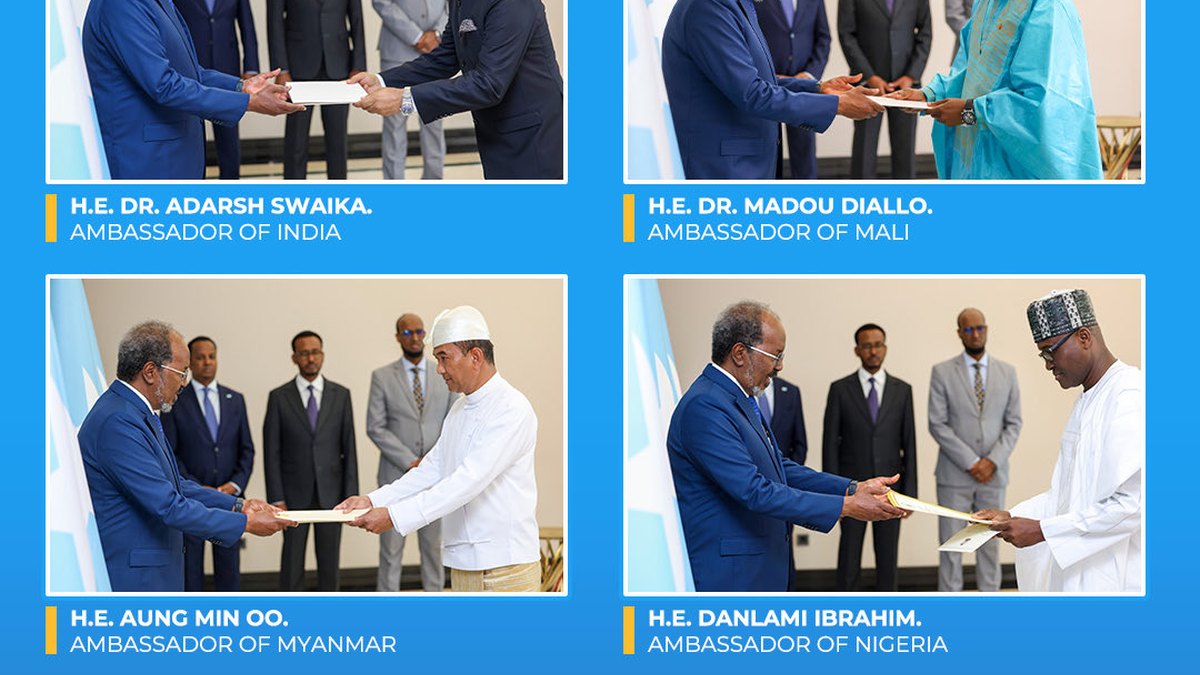 Madaxweyne Hassan Sheekh wuxuu ka qaaday 7 Safiir oo cusub xilka uga dhigay dowladaha Afrika iyo Aasiya